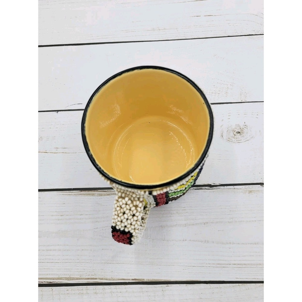 Mopani African Handcrafted Beaded Ceramic Mug with Colorful Art Pattern - Picture 4 of 8